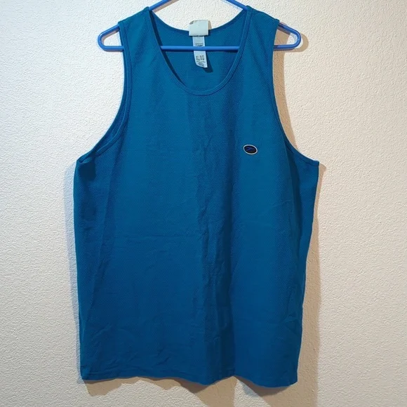 Speedo Tank Top Men XL Blue Waffled Texture Big Logo Speedo 2000 on Back - Picture 1 of 9